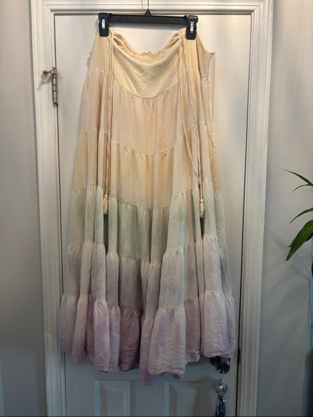 Boho Tiered Ombre Maxi Dress in Cream, Mint & Lavender
